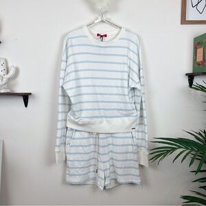 n:philanthropy Eaton Sweatshirt& Audet Short in Cloudy Blue Stripe